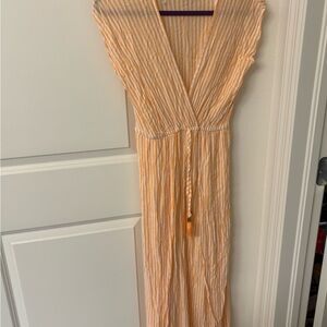 Blue Island Orange and White Striped Beach cover up